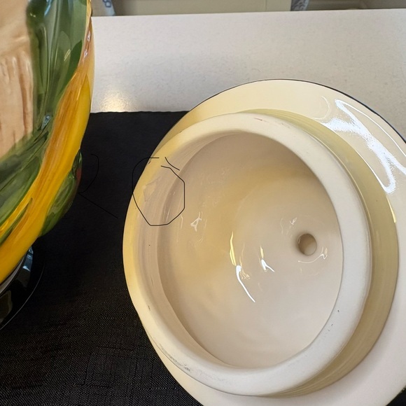 Vintage Hand- Painted Nonni’s Ceramic Jar Featuring Colorful Fruit and Ve - Picture 8 of 9